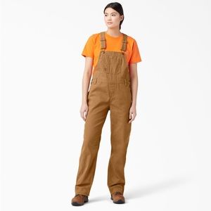 Dickie’s Womens Relaxed Fit Overalls - Rinsed Brown Duck